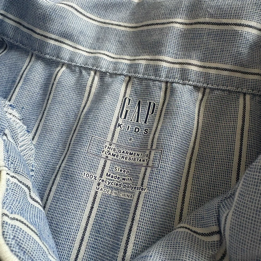 Gap 100% Recycled Striped PJ Set | Size 8 Unisex Color Blue stripe